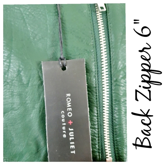 SOLD💥NWT Vegan Leather Embroidered Green Skirt - Picture 6 of 11